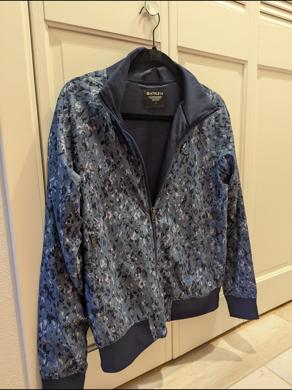 Athleta Blue Camouflage Full-Zip Jacket